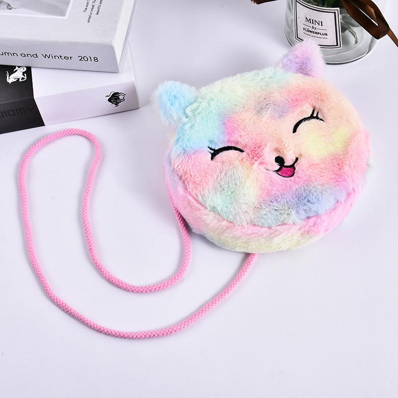 Trendy Big Eyed Unicorn Plush Crossbody Bag Stylish Round Shoulder Pouch