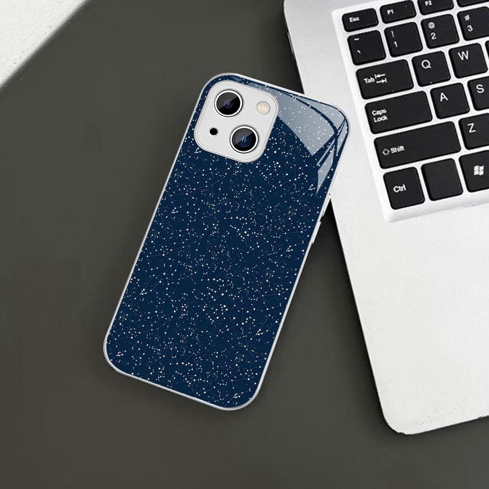 Twelve Constellations Pattern Phone Case For iPhone 14 13 12 Mini 11 Pro XS Max X XR 14 Plus Tempered Glass Cover