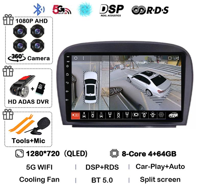 Android 14 Carplay Car Radio For Mercedes Benz SL R230 SL350 SL500 SL55 SL600 SL65 2001-2007 Multimedia Video Player GPS Stereo