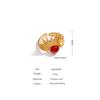 Yhpup Stainless Steel Red Natural Stone Ring Trendy Metal 18 K Opening Finger French Ring for Women Anillos Mujer Party Gift