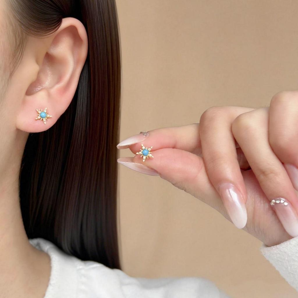 S925 Sterling Silver Star Stud Earrings with Zirconia – Simple, Versatile, and Exquisite Design