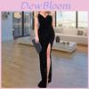 Women Sexy V-neck Dress Party Sequin Sleeveless Evening Dress Split Mermaid
