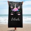 Name Bath Towels Cartoon Unicorn Beach Towel Bathroom Sport Towel for Adult Kids Microfiber Quick Dry Swimming Cover