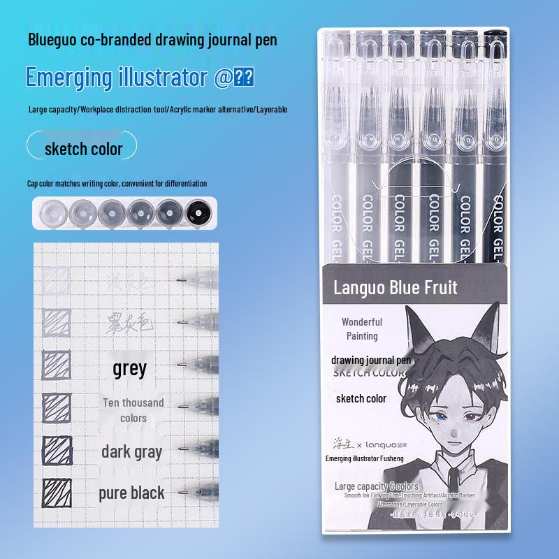 Blue Morandi Fluorescent Highlighter Notebook Pen for Notes & Drawing