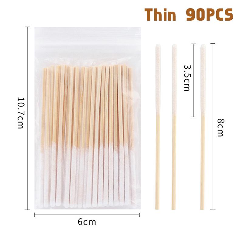 30/90Pcs Disposable Longer Cotton Swab Brush Lint Free Micro Brushes Wood Cotton Cotton Swab Brush Make Up Brushes