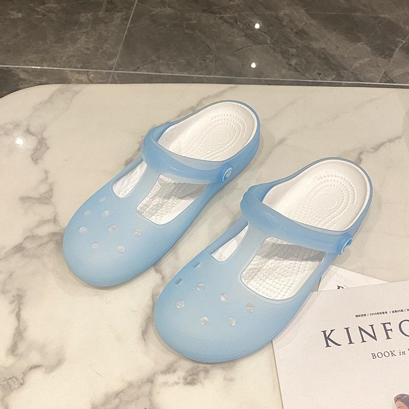 Баотоу Сандалии Женские Croc Обувь 2026 Новые Шлепанцы Универсальные Повседневные Сандалии 35 синий