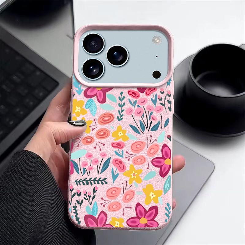 Pink Floral Pattern For iPhone 17 Pro Max Air 16 15 14 13 TPU Soft Case Cover