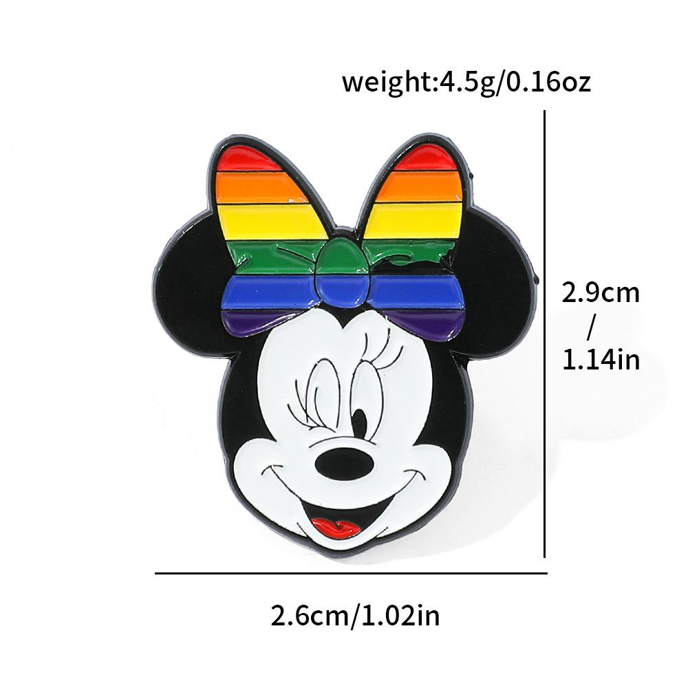 Creative Personality Rainbow Mickey Head Metal Badge Mickey Mouse Minnie Alloy Oil Drop Brooch Pin