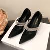 Fashion Slim and Tall Single Shoes Spring Pointed Head Shallow Mouth Crystal Chain Set Foot Anti-slip Wear-resistant High Heels