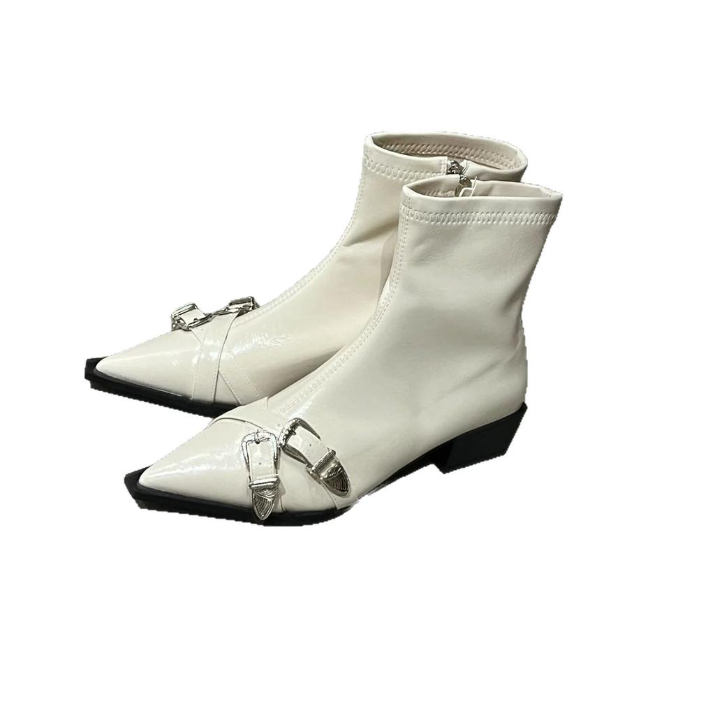 2025 square heel soft leather fashion boots pointed boots children square heel new women's boots beautiful boots thin boots zipper