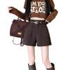 2025 Autumn/Winter Women's High-Waisted Wide-Leg Tweed Shorts - Slimming A-Line, Versatile and Fashionable Casual Bootcut