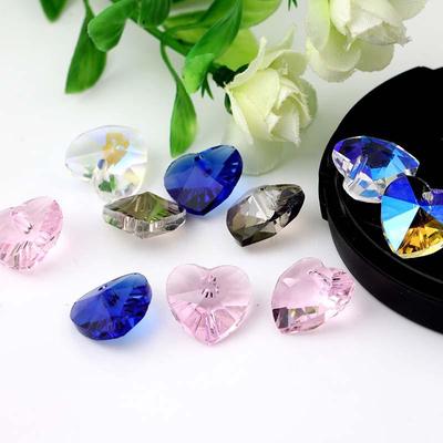 Forniture per Feste a Casa 14mm Perline Distanziatrici Sfuse Accessori Ciondoli Artigianato Fai da Te Creazione Gioielli Charms Cuore di Cristallo 10pz Vetro Multicolore