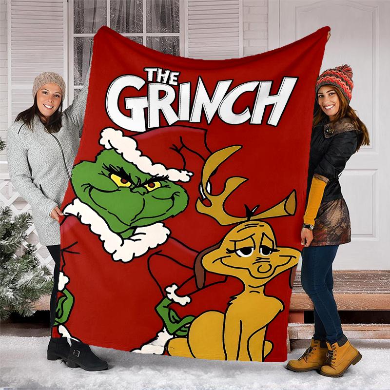 Grinch-Thema Bedruckte Decke Perfekt für Sofa Bett Reisen Außenbereich Maschinenwaschbar Gemütlich Langlebig