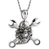Rocker Skull Head & Wrench Tools Pendant Necklace for Men Women Stainless Steel Male Jewellery Men's Pendants Gift for Boyfriend
