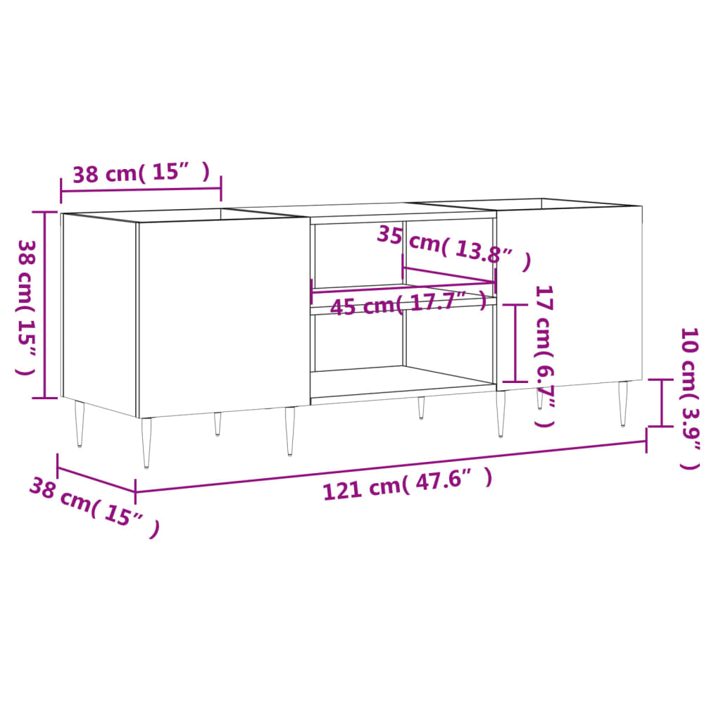 Record Cabinet Gray Sonoma 121 x 38 x 48 cm Particleboard