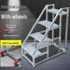 Durable Outdoor 3-Step Mobile Ladder with Wheels for Industrial Use