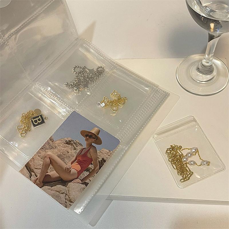 84/160/288 Grid Anti-Oxidation Jewelry Storage Albums Transparent Necklace Bracelet Ring Book Holder Portable Jewelry Bag