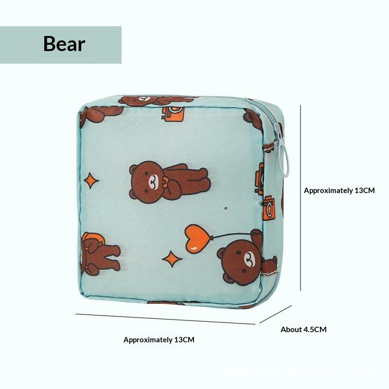Women Sanitary Napkin Tampon Storage Bag Portable Waterproof Organizer Pouch Cartoon Pattern Sanitary Napkin Bag