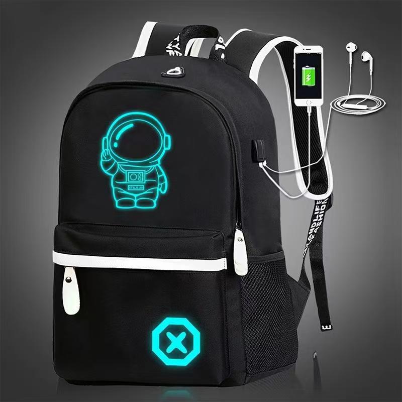 Fashion Casual Backpack Oxford Cloth Luminous Solid Color Backpack, Primary And Secondary School Schoolbag