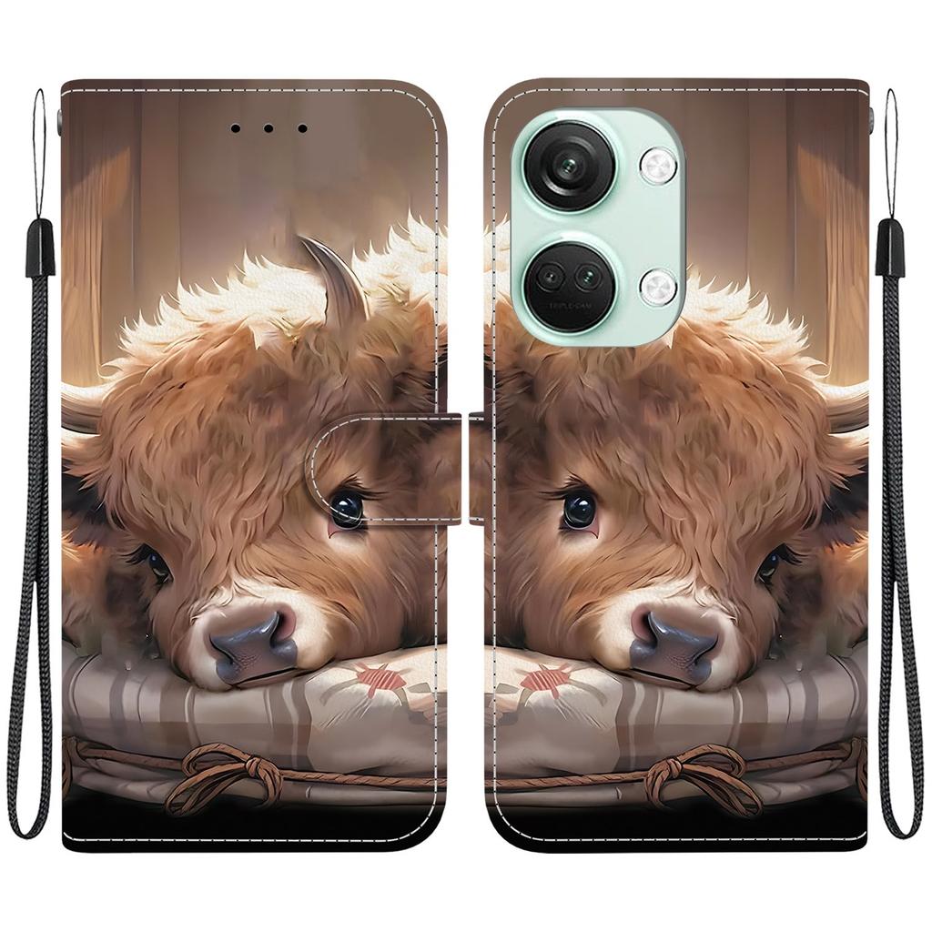 Handmade PU Leather Flip Case for OnePlus Nord 3 / OnePlus Ace 2V Anti-Slip Shockproof Cover with Wrist Strap & Heart/Rose Cat Designs