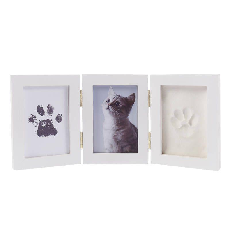 Pet Paw Print Memorial Photo Frame with DIY Ink Pad for Cats and Dogs - No Wash Needed