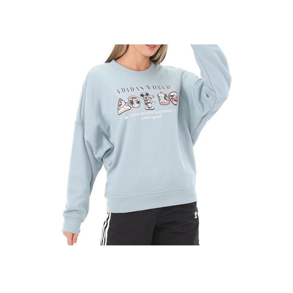 Adidas Alphabet Print Crew Neck Sweatshirt Japanese Edition Women Tops Blue HL9057