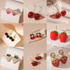 Sterling Silver Needle Earrings: Summer Sweet Strawberry, Cherry & Grape - Cute, Fresh, Versatile Ear Accessories