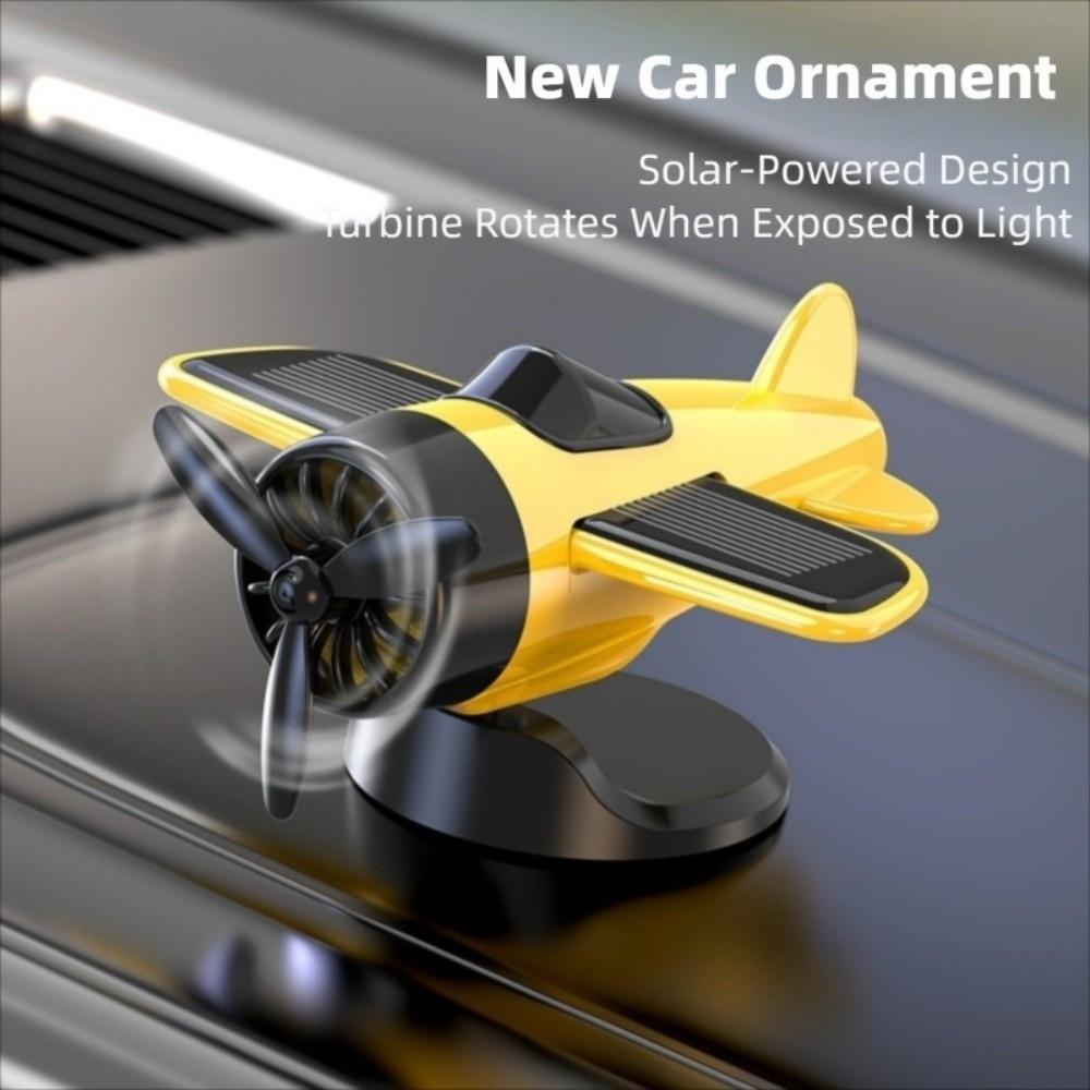 Creative Car Solar Airplane Ornaments 360° Rotary Solar Powered Aircraft Ornaments  Woman Man