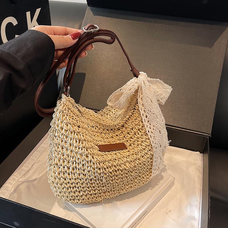 Casual Large Capacity Straw Shopping Shoulder Bag Hollow Out Woven Women Crossbody Bags Summer Beach Travel Lady Wicker Knitted Handbag