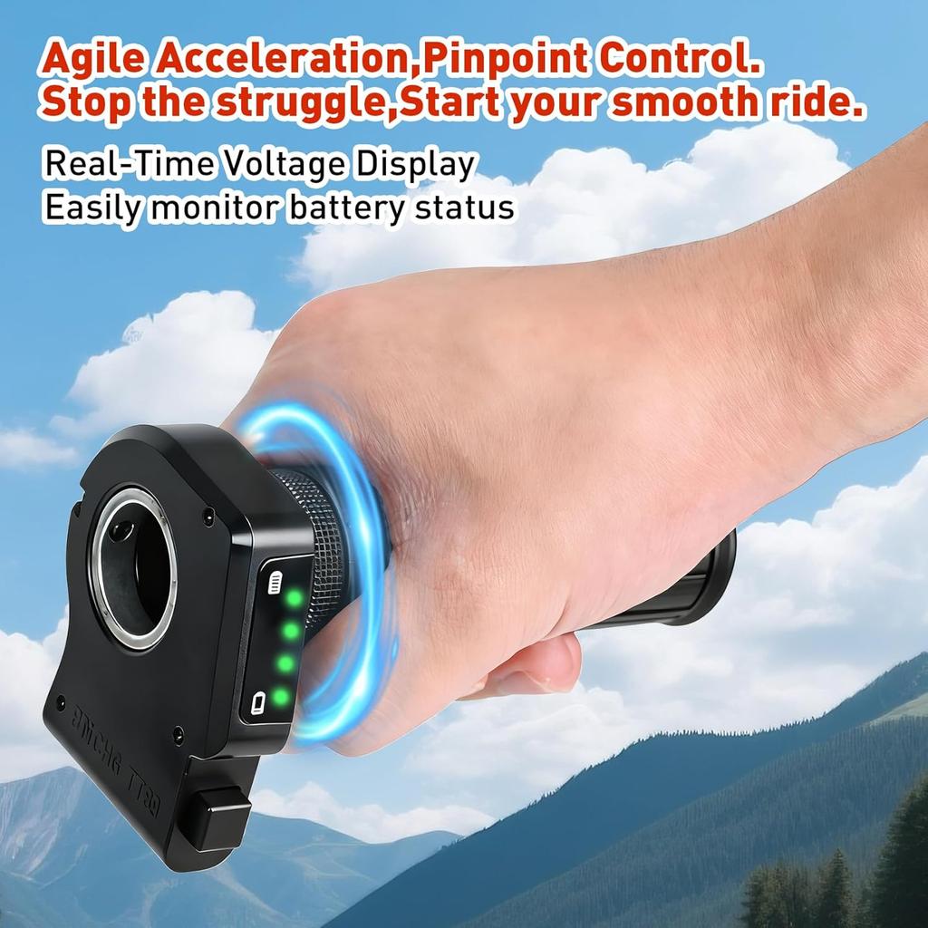 48V Electric Bike Throttle Grip with LCD Voltage Display & Cruise Control, Replacement for Jetson Haze Folding Ebike, DYU Y16 Electric Bicycle, 6-Pin
