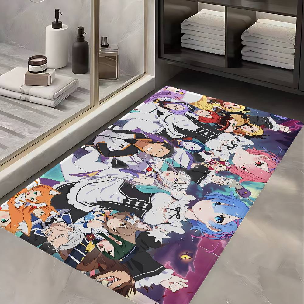 Anime RE ZERO Kitchen Mat Kids Room Bedroom Decoration Balcony Anti-Slip Doormat Living Room Alfombra