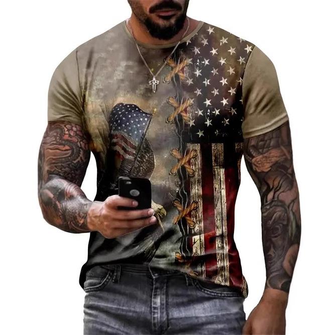 Summer Men's 3D Printed Crew Neck T-Shirt Fashion Versatile Breathable Trend Casual