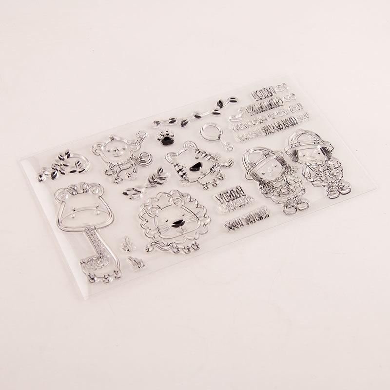 1pcs Animal Party Lion Monkey Giraffe Transparent Clear Silicone Stamps