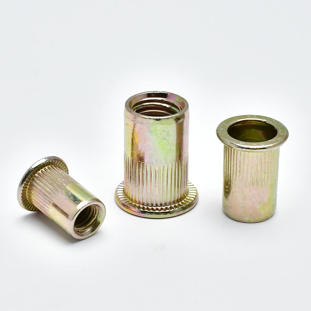 5-50pcs Flat Rivet Nut M3 M4 M5 M6 M8 M10 M12 Galvanized Carbon Steel Flat Head Threaded Rivet Insert Nutsert Cap Rivets Nuts