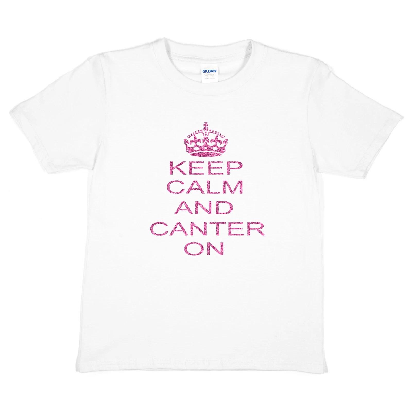 

Keep Calm & Canter Pony Horse Riding Girls Funny Kids T shirt 2XL