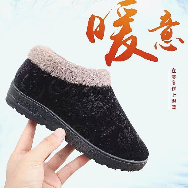 25 cotton slippers women's warm thick-soled non-slip mother shoes middle-aged and elderly soft-soled piled and thickened elderly cotton shoes