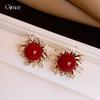 New Year's red resin zircon fireworks stud earrings sweet versatile earrings women
