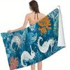 Seahorse & Coral Reef Beach Towel - Soft, Super Absorbent & Vibrant Underwater Design for Summer Fun & Relaxation Experience