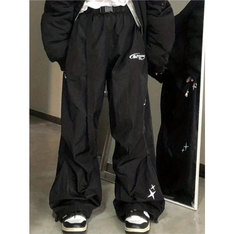 Harajuku Parachute Pants Women Oversized Cyber Y2k Hip Hop Wide Leg Cargo Trousers Baggy Black Joggers Korean Streetwear
