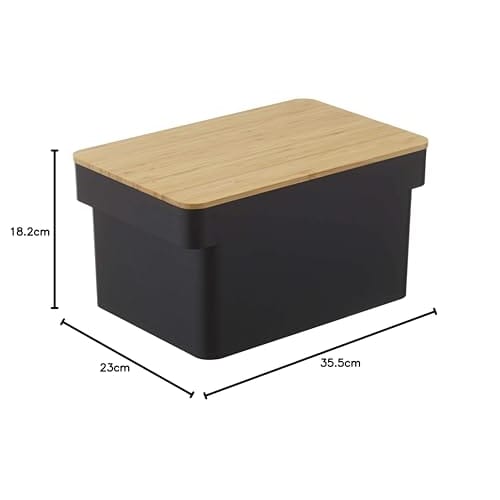 Yamazaki Bread Case with Bread Knife Holder, Black, Approx. W35.5 X D23 X H18.2cm, Tower Shape, Lid Doubles As a Cutting Board, Large Capacity, Holds