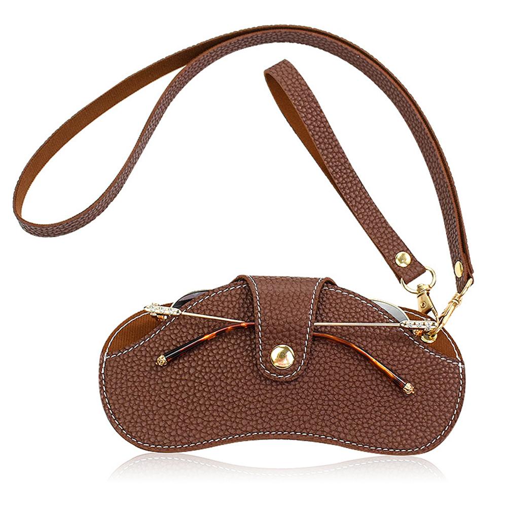 Retro PU Leather Handmade Glasses Bag Sunglasses Case Portable Myopia Frame Protector Simple Hanging Neck Wrist Storage Box