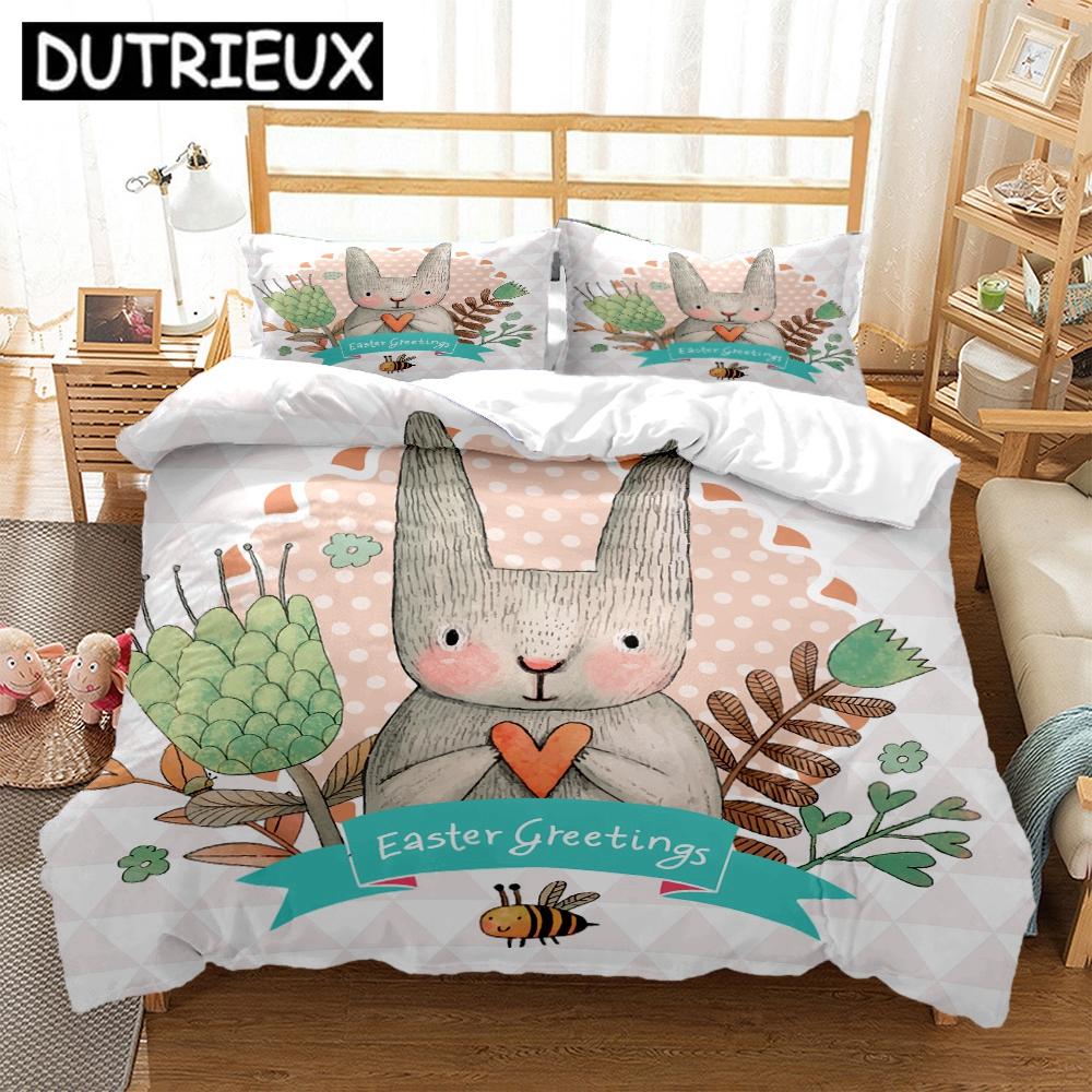 Comforter Bedding Set With Rabbit Design - King Size For Teens Double & Children'S Beds - S & Comforter Included
