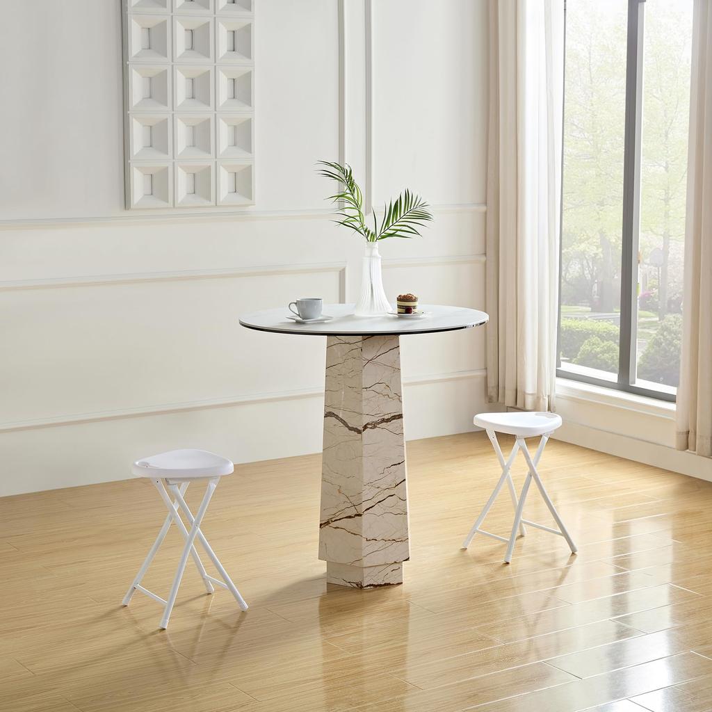 VECELO Folding Pipe Chairs of Fully 45cm 100kg Weight White Chairs, (Set 2), Foldable, Lightweight, Slim, Portable, Assembled, High, Capacity,