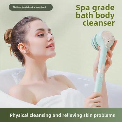 Spazzola da bagno elettrica multifunzionale impermeabile in silicone con manico lungo