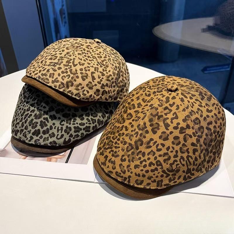 New Leopard Flower Cotton Caps For Men Hats Winter Berets British Western Style Beret Summer Hat For Women Vintage Painter'S Hat
