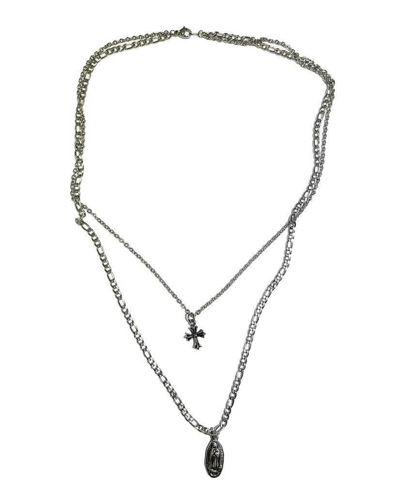 Sk8Er Rock Surgical Steel Double Layered Necklace ((Steel))