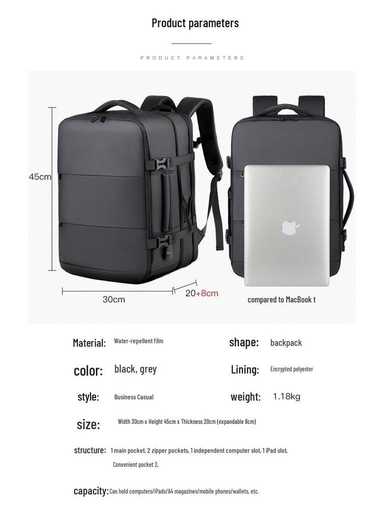 Multifunctional Waterproof Laptop Backpack with USB - Large Capacity Travel and Commute Bag