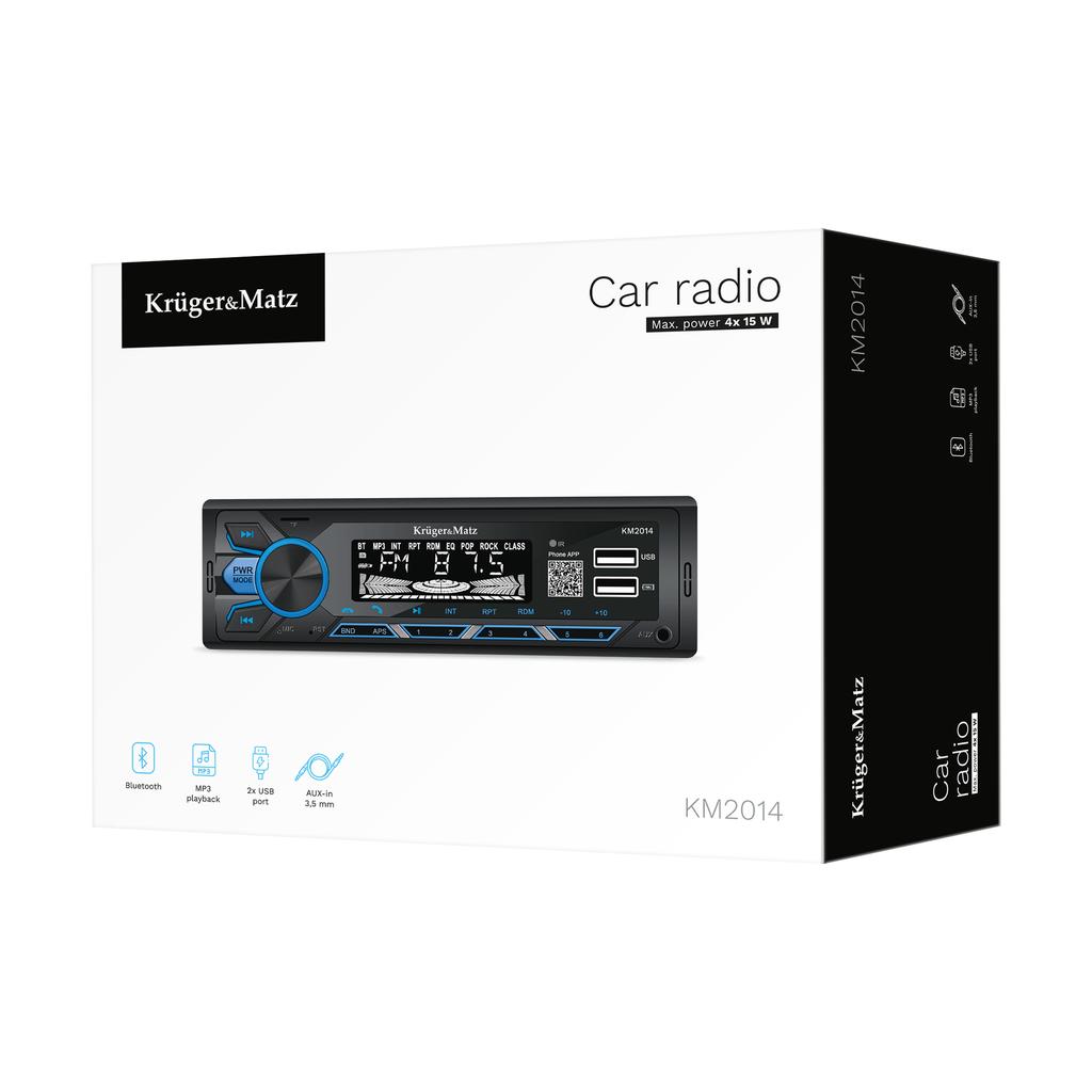 Kruger&Matz 1 DIN Bluetooth Car Radio USB AUX Jack 3.5 mm