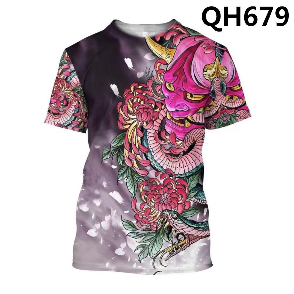 

Японская татуировка Half Armor Prajna 3D Printed Print Pattern Summer Harajuku Casual Short Sleeved T Shirt Top 6XL