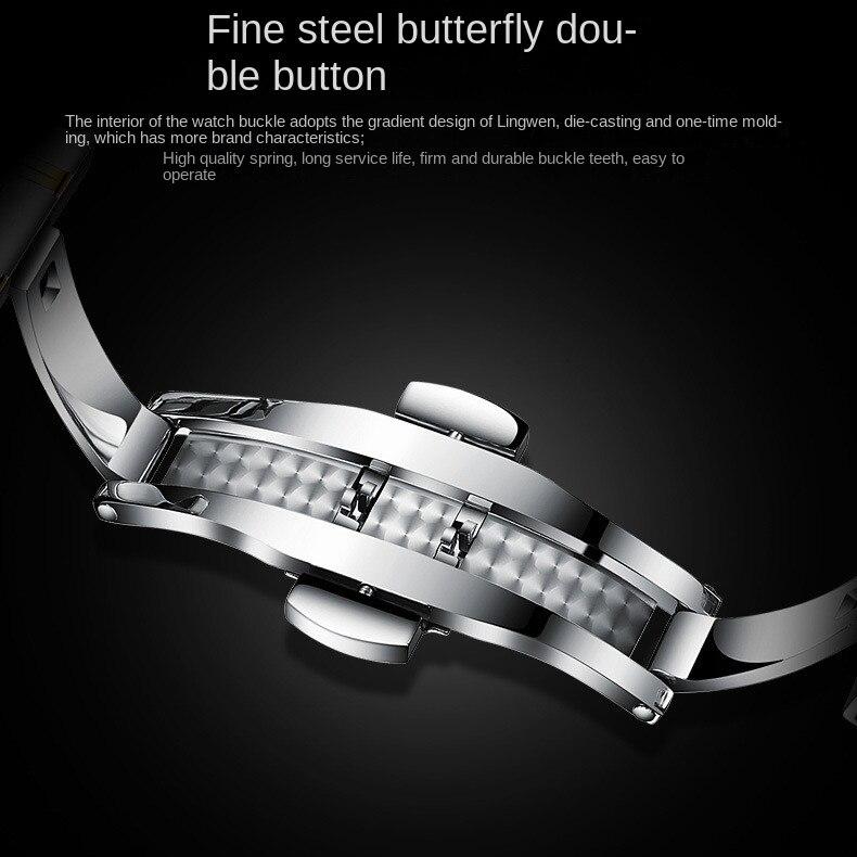 OUPINKE Zegarek Automatyczny Mechaniczny Zegarek Stal Nierdzewna Biznesowy Ażurowy Wodoodporny Zegarek Wysokiej Klasy